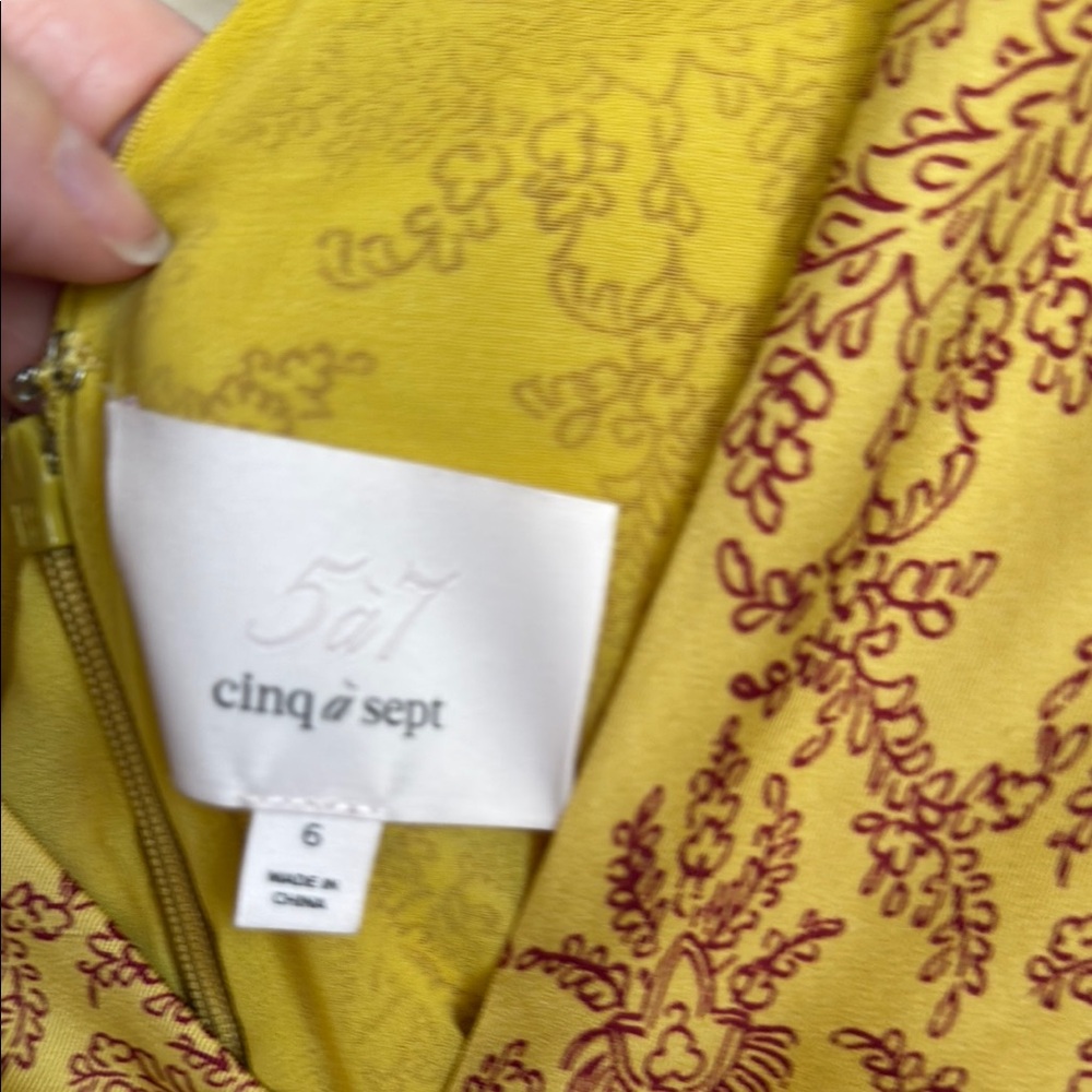 Cinq a Sept Gold Cocktail Gown with Flutter Sleeves size 6 wedding guest dress - Picture 5 of 9